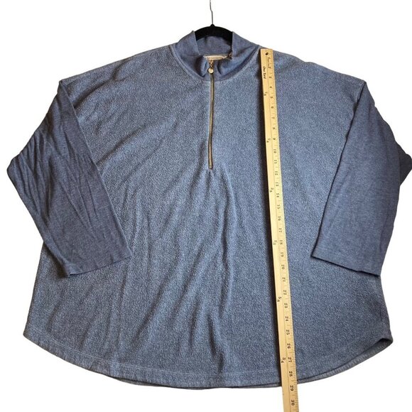 Soft Surroundings Adalyn Fleece Tunic Sz 2X Ribbed Sleeve 1/4 Zip Blue Lagenlook - Picture 9 of 10